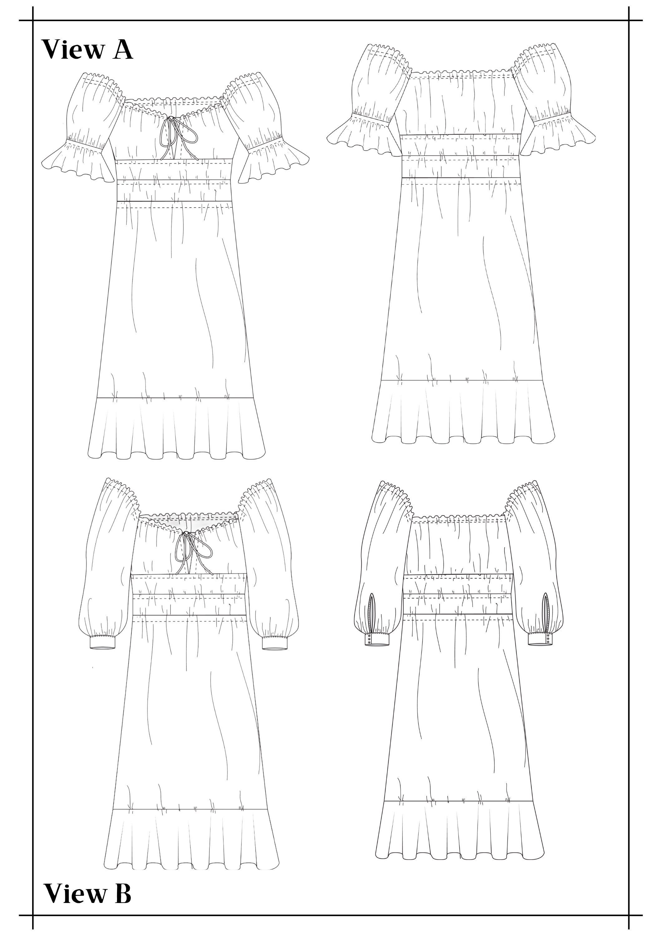 Puff Sleeve Milkmaid Dress PDF Sewing Pattern Sizes UK/AU Etsy UK