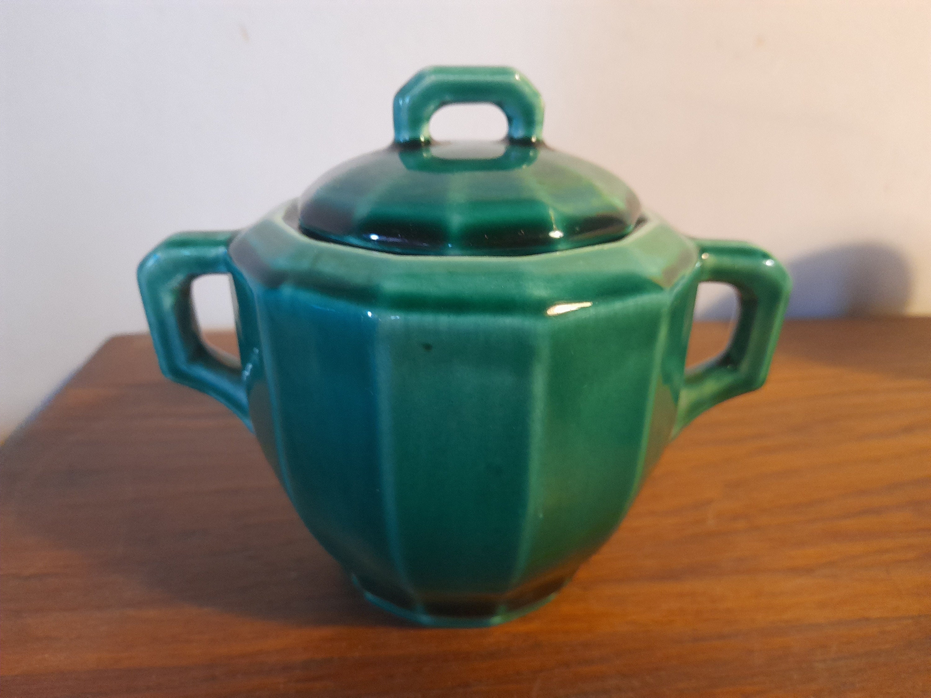 Joli Sucrier Art Deco Vert