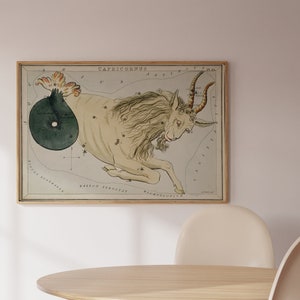 Steinbock Sternbild Karte, Vintage Illustration, Kunstdruck, Vintage Kunst, Astrologie Kunst, Zwillinge Kunstdruck, Sternzeichen Kunstdruck, Zwillinge
