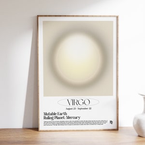 Virgo Zodiac Art Print| Virgo poster, Astrology Wall Art, minimalist art, mid century modern, personalized gifts, home decor, gifts