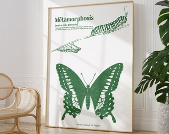 Metamorphosis Butterfly Transformation Art Poster Print Wall Decor