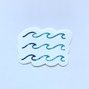 Ocean Waves Sticker - Beach Waves Sticker - Large Waves Sticker - Beach Sticker - Blue Ocean Sticker - Blue Waves Sticker