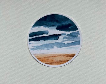 Watercolor Beach Sticker - Beach and Sand Sticker - Vacation Sticker - Nature Sticker - Watercolor Sticker - Large Beach Sticker
