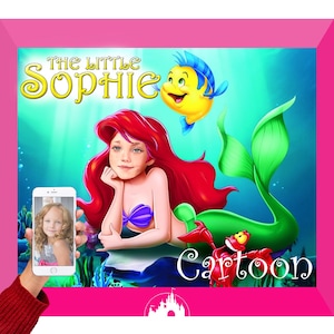 Little Mermaid Portrait from Your Photo! Be your favorite Disney character from any movie! The Little Mermaid, Encanto, Frozen and many more