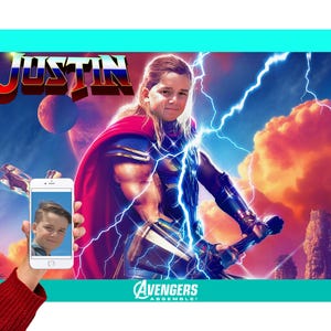 Thor Portrait von Deinem Foto! Sei dein liebster Superheld! Spider-Man, Iron Man, Wonder Woman, Black Panther und viele mehr!