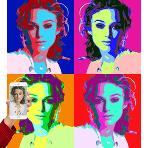 Pop Art personalisiertes Porträt von Ihrem Foto! Dieser Andy Warhol-Stil ist perfekt für Ihr Porträt oder um Ihre Familie und Freunde zu überraschen!