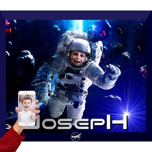 ¡Retrato de fantasía de astronauta espacial a partir de tu foto! ¡Flota en el espacio, juega bajo el agua con una sirena o monta un unicornio en el cielo!