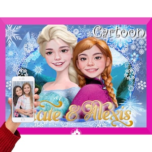 Elsa&Anna Girls Portrait from Your Photo! Be your favorite Disney character from any movie! Frozen, Toy Story, Star Wars and many more!