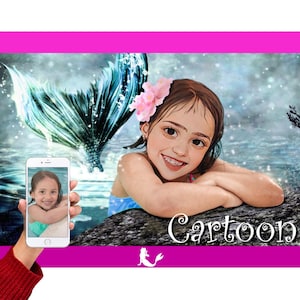 Mermaid Fantasy Child Portrait from Your Photo! Turn yourself into a beautiful mermaid, ride an unicorn in the sky, or meet Santa himself!