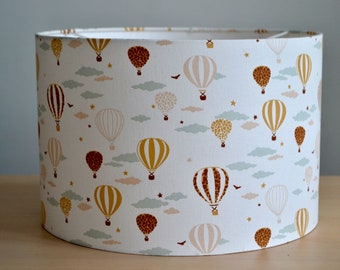 Children's lampshade white cotton hot air balloon fabric, round table lamp for baby children's room, suspension, children's lighting, handmade lampshade