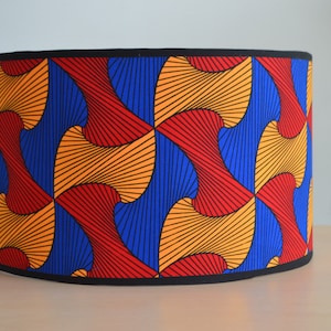 Abat jour wax africain rouge bleu et orange, suspension, luminaire, abat jour tissu africain rouge bleu et orange 画像 1