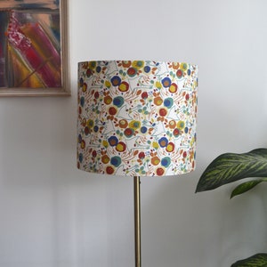 Round flower and bird fabric lampshade, floral print table lamp, suspension, fabric lampshade, fabric light fixture image 5