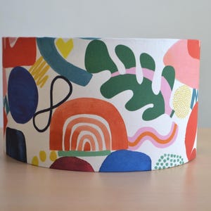 Multicolored abstract pattern cotton fabric lampshade, colorful abstract pattern table lamp, abstract pattern fabric pendant light, ceiling light
