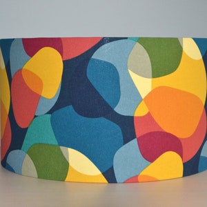 Retro printed cotton fabric lampshade, sixties retro pattern table lamp, living room pendant light, ceiling light, multicolored cotton light fixture