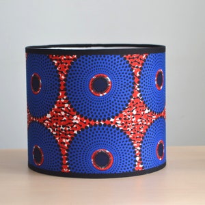 Wax lampshade, suspension, lighting fixture, African fabric lampshade red blue washer