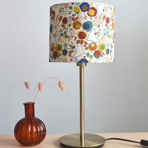 Round flower and bird fabric lampshade, floral print table lamp, suspension, fabric lampshade, fabric light fixture image 3