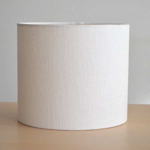 Round white linen lampshade, white linen fabric table lamp, suspension, light fixture, white linen fabric lampshade