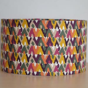 Multicolored graphic pattern cotton fabric lampshade, colorful graphic print table lamp, living room pendant light, ceiling light, abstract light fixture