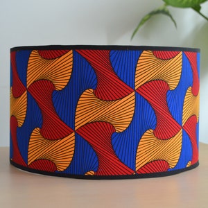 Abat jour wax africain rouge bleu et orange, suspension, luminaire, abat jour tissu africain rouge bleu et orange 画像 3