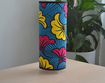 Table lamp tube African fabric wax wedding flower blue pink yellow, lampshade fabric flower loincloth