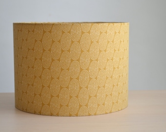 Ocher graphic cotton fabric lampshade, ochre pattern table lamp, living room pendant light, ceiling light, ochre cotton light fixture