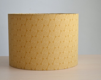 Ocher graphic cotton fabric lampshade, ocher pattern table lamp, living room suspension, ceiling light, ocher cotton light fixture