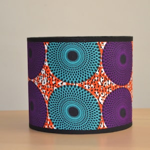Turquoise purple African wax cotton fabric lampshade, lighting, suspension, African wax table lamp, African fabric bedside lamp, boho
