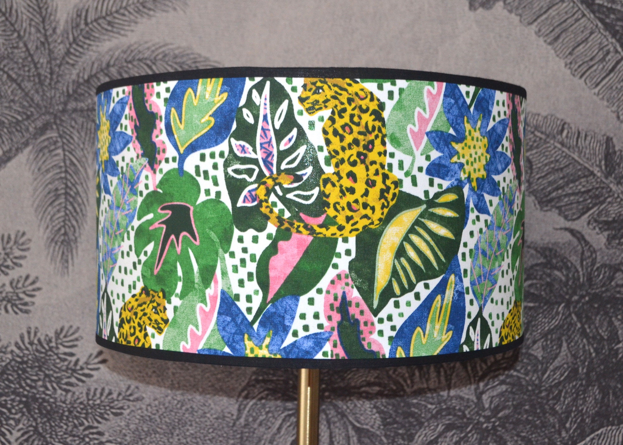 Abat Jour Coton Imprimé Jungle Tropical, Lampe à Poser Motif Léopard, Suspension Jungle, ou Suspensi