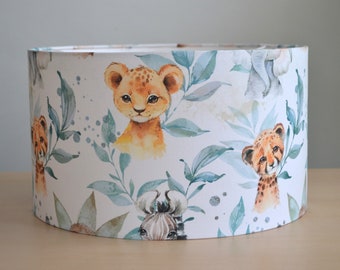 White cotton lampshade children's room forest animals, children's table lamp forest animals, children's baby forest animals pendant lamp