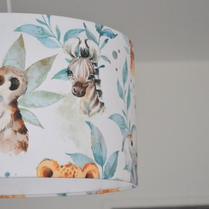 Abat-jour coton blanc chambre enfant animaux de la forêt, lampe à poser enfant animaux de la forêt, suspension enfant bébé forêt animaux image 4