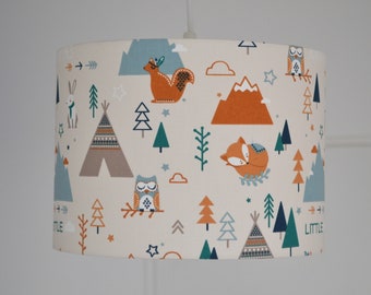 Abat-jour coton animaux de la forêt, lampe à poser coton adventure, suspension renard