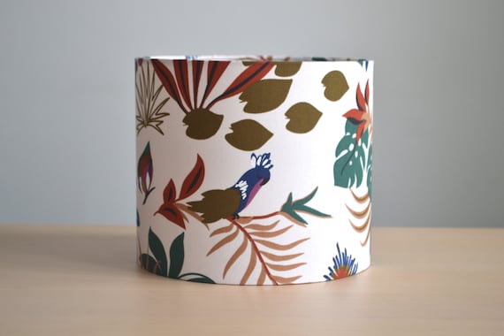 Abat-jour rétro en bambou impression oiseau • Ma Lampe de Chevet