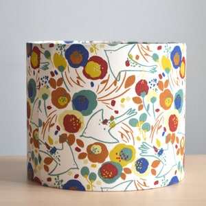 Round flower and bird fabric lampshade, floral print table lamp, suspension, fabric lampshade, fabric light fixture