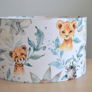 White cotton lampshade children's room forest animals, children's table lamp forest animals, children's baby forest animals pendant lamp image 6