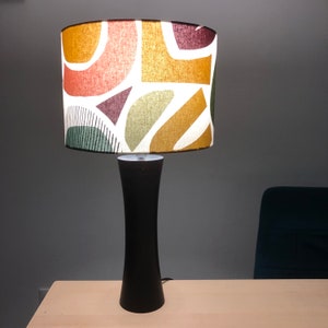 Abat-jour tissu coton motif abstrait multicolore, lampe à poser coloré imprimé abstrait, suspension salon, plafonnier, luminaire abstrait image 5