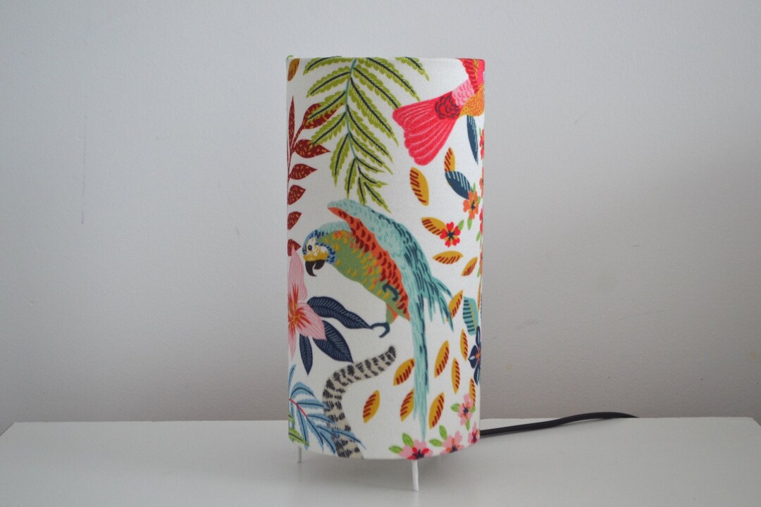 Tropical Bird Cotton Table Lamp Bedroom Tube Lamp Tropical Etsy