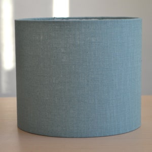 Round celadon blue linen lampshade, celadon blue linen fabric table lamp, pendant light, light fixture, celadon linen fabric lampshade