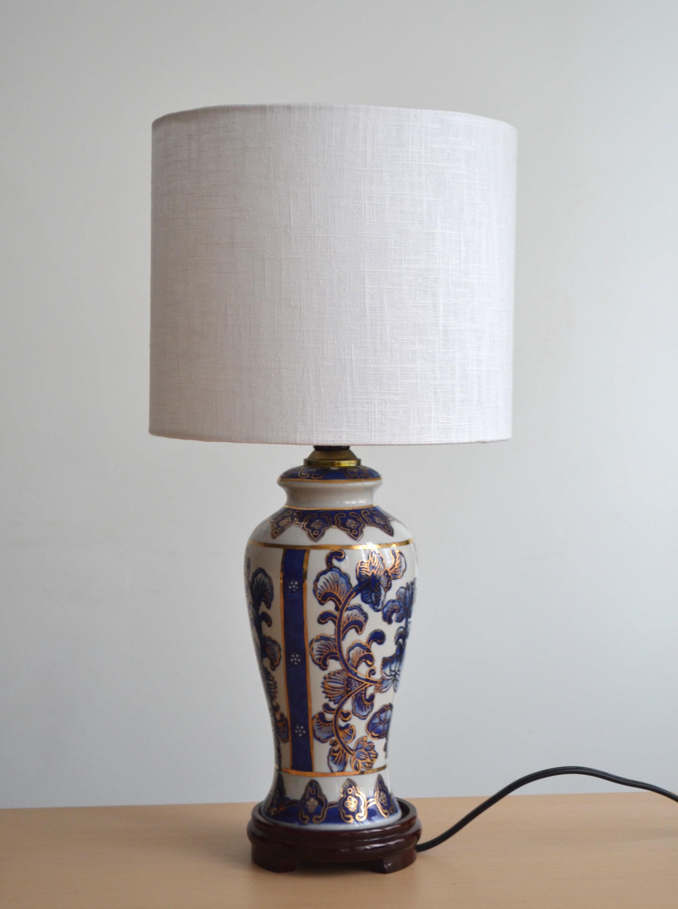 Lampe salon grande dorée abat-jour ivoire - B2 | Maison