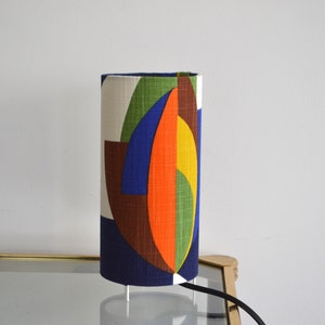 Candeeiro de mesa de algodão azul multicolorido, candeeiro de tubo de quarto, candeeiro de mesa multicolorido de sala de estar