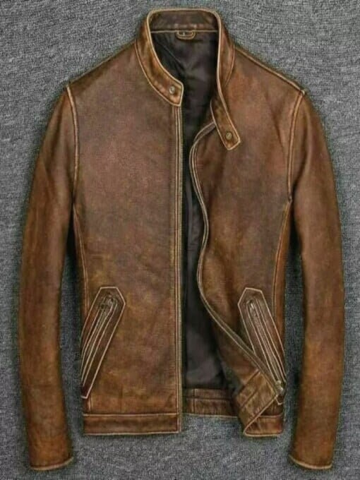 Distressed Leather Jacket - Etsy