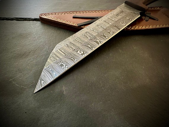 Handmade Seax -viking Sax Hunting Knife-damascus Steel-leather