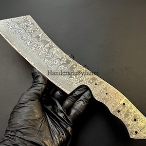 Genuine Damascus Steel Axe | Cleaver blank | Make your own cleaver | Full tang | Heat treated | Sharp |Hb9