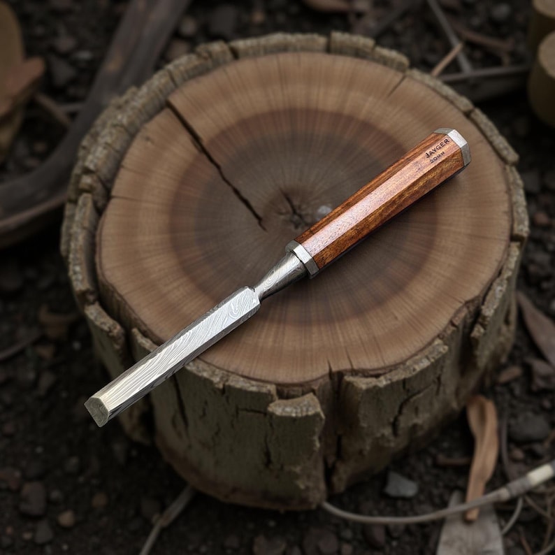 Tree Chisel Handmade Damascus Steel Woodworking Chisel Set - Hanforged Steel ...
