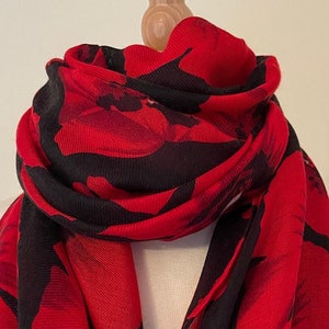 Super Soft Poppy scarf with Black background
