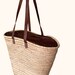 Long handled leather top cover with zip fastening - Leather handles - Palm woven Market Basket - French basket