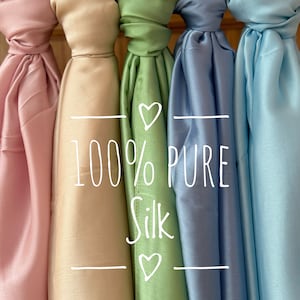 Silk Scarf Plain Colours Champagne, Pink, Sky Blue, Rich Blue
