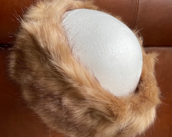 Tan Faux Fur Headband - fleece lined