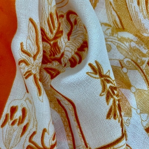 Orange Cream Silk Cashmere Blend Scarf - Lightweight Wrap