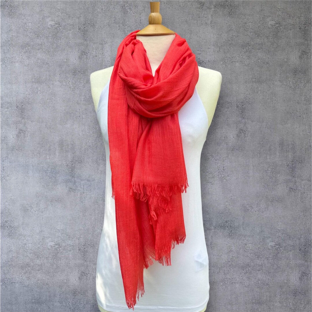 Red Model Scarf Orange Red Cotton Modal Scarf: Lightweight Versatile Wrap - Etsy