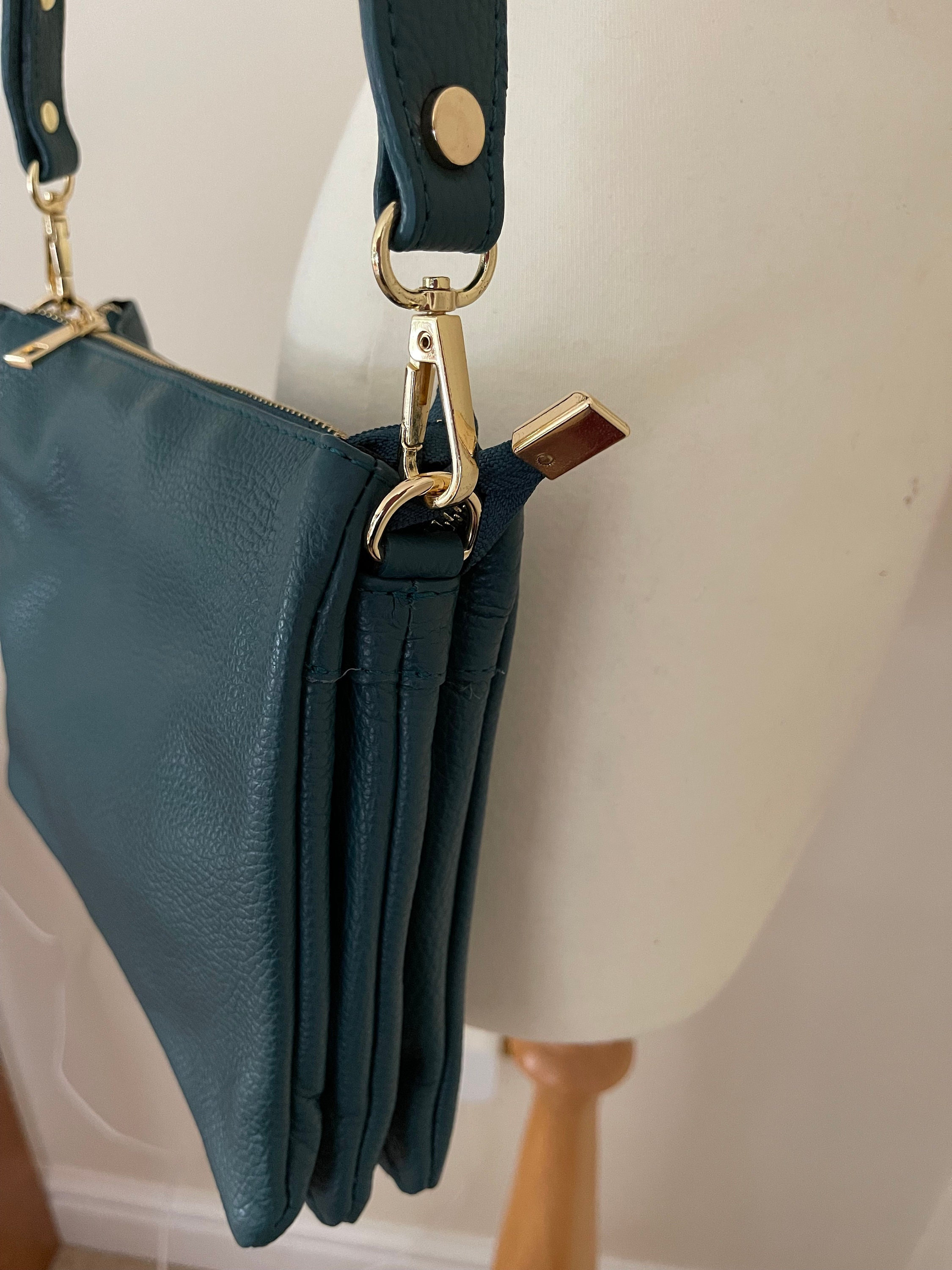 Three Compartment Shoulder Bag With Zip Fastenings Wider 